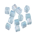 4mm square light blue iridescent glass cube beads with hole for DIY jewelry making - Blue-Glossy