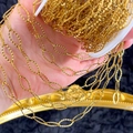 Golden stainless steel textured diamond chain for DIY handmade jewelry making accessories - 1 Meter/Pack / Gold-7.5x16.5