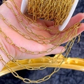 Textured gold rhombus chain on a white reel for DIY jewelry making accessories - 1 Meter/Pack / Gold-5x12