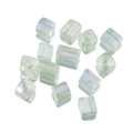 Light green iridescent glass square sugar beads 4mm for DIY jewelry making and crafts - Green-Glossy