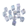 Iridescent 4mm square crystal glass beads with violet blue luster for DIY jewelry making - Deep Purple-Glossy