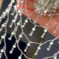 Zilveren ketting met kwastjes, lichtgroene 4 mm kristallen kralen en strass-stenen - 0.5m/Pak / Light Green - Silver Chain