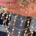 Gouden meerlaagse ketting met lichtgroene kralen en fonkelende kristallen kwastjes - 0.5m/Pak / Lichtgroen - KC Gouden Ketting