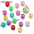 Cuentas numéricas de acrílico transparente de 7mm para creación de joyas y manualidades - 50 Piezas/Bolsa / Cuentas translúcidas de colores mezclados con números blancos
