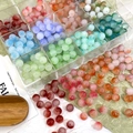 DIY jewelry kit with 8mm frosted two-tone gradient Czech glass beads in a storage box - 100 Pcs/Pack / Mixed Colors-8mm