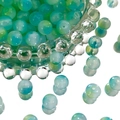 8mm blue-green gradient Czech glass beads with vertical holes for DIY jewelry making - 100 Pcs/Pack / Teal-8mm