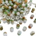 8mm dual-tone gradient Czech glass beads in white, green and brown for DIY jewelry - 100 Pcs/Pack / White Green-8mm