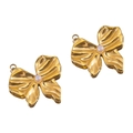Pendente a fiocco dorato vintage con finitura in metallo testurizzato e perla bianca - Stile Fiocco / 24.9*21.7mm / Oro