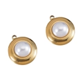 Pendente rotondo dorato con perla bianca e anello per creazione di gioielli fai-da-te - Stile Rotondo / 17.5*22.2mm / Oro