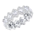 Silberner Herrenring im Hip-Hop-Stil mit quadratischen Steinen und Pavé-Besatz - US 6 / Silber