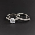Luxuriöses Paarring-Set mit Zirkonia-Solitär und S925 Sterlingsilber für Valentinstag - US 8 / Silber