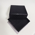 Square black ostrich pattern jewelry gift box with velvet insert for rings and earrings - Quilted Style / Black