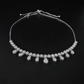 Luxe zilveren halsketting met druppelvormige zirkoon en verstelbare ketting voor bruiden - Wit