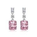 Elegante S925 Silber-Ohrhänger mit strahlendem rosa Edelstein und Zirkonia-Kristallen - Rosa