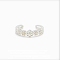 Adjustable hollow flower pattern toe ring in silver finish for women fashion - Hollow Flower Style / Silver