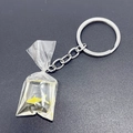 Macro view of a creative fish bag keychain with yellow goldfish in transparent liquid pouch - Yellow Simulation Fish Style (7)