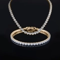 Luxury gold-plated copper tennis necklace and bracelet set with cubic zirconia stones - 5mm / 40CM / Gold
