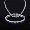 Silver-toned tennis necklace with round-cut cubic zirconia in a secure claw setting - 4mm / 40CM / Platinum