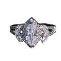 Retro black metal ring featuring marquise cut zircon stones in a vintage bridal style - US 5 / White