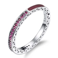 Elegante anello in argento S925 con zirconi rossi e finitura in smalto rosso - US 6 / Rosso