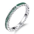 Elegante anello in argento sterling S925 con pietre verdi e smalto smeraldo - Verde