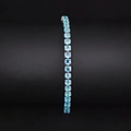 Detailed macro view of 3mm square-cut light blue zircon stones in a silver tennis bracelet - 5mm-16cm / Sky Blue