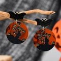 Halloween oorbellen met zwarte vleermuis en oranje pompoen acryl hanger voor dames - Dode Boom en Pompoenlantaarn Stijl (weh5518)