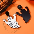 Λεπτομέρεια από σκουλαρίκια φαντάσματα Halloween με κλίμακα 5,2 εκ. σε πορτοκαλί φόντο - Στυλ Ασύμμετρο Φάντασμα (WEH5485)