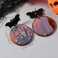 Detail view of Halloween acrylic bat earrings with dimensions of 4.2cm by 3.0cm - Cemetery and Dead Tree Style (WEH5516)