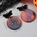 Detail of Halloween bat studs and pumpkin resin earrings with 4.2x3.0cm size marks - Jack-o-lantern and Dead Tree Style (WEH5518)