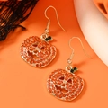 Sparkling orange rhinestone pumpkin earrings with golden alloy hooks for Halloween style - Halloween Pumpkin Style (WEH3481)