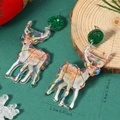 Detailed size view of acrylic Christmas reindeer earrings measuring 6.0cm by 2.2cm - Elk Style (WEH5571)