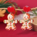 Pendientes de acrílico con diseño de hombre de jengibre y tachuelas de corazón rojo - Estilo Hombre de Jengibre (WEH5647)