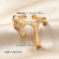 Detail view of gold molten lava ring with dimensions on silk background - Liquid Fluid Drip Style (WR1028) / KC Gold (WR1028)