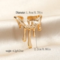 Detail view of gold liquid style ring with size measurements on silk background - Lava Dripping Fluid Style (WR1029) / KC Gold (WR1029)