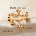 Detailed view of golden molten lava ring with dimensions on champagne silk fabric - Double Layer Organic Fluid Style (WR1030) / KC Gold (WR1030)