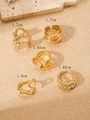 Macro detail of 5pcs gold metal ring set showing dimensions of 1.7cm, 1.65cm, 1.4cm - Irregular Geometric 5-Piece Set (WR1019) / 5 Pieces Pack / Eco-friendly KC Gold