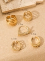 Detailansicht eines 5-teiligen Goldrings-Sets mit 1,7 cm Innendurchmesser-Angabe - Goldene Ring-Kollektion (WR1020)