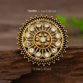 Λήψη macro διαστάσεων για ένα vintage boho δαχτυλίδι λουλούδι με στρας - Στυλ Mandala Ηλιοτρόπιο / Αντίκ Χρυσό (X1462)