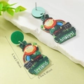 Detailed view of St. Patrick's Day acrylic earrings with Irish Leprechaun and 5.3cm size label - Ireland Leprechaun Rainbow Style (WEH5924)