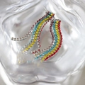 Eleganti orecchini a nappa con strass colorati a più file con base in lega d'argento - Stile Nappina in Strass Colorati (weh6133)