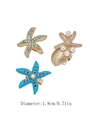 Detailed view of sea star rings with pearls and crystals, diameter 1.8cm or 0.71in - Starfish Ring Style (WR1187) / Inner Diameter 1.8cm / KC Gold