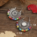 Orecchini a cerchio bohémien argento con perline colorate e mosaico di specchi vintage - Multicolore Argento Antico (WEH290)