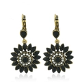 Orecchini bohémien a girasole con pietre nere e accenti di cristallo bianco lucido - Nero Oro KC Antico (EH4540)