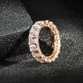 Eternity ring in rose gold finish with emerald cut cubic zirconia in claw setting - US 5 / Rose Gold