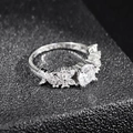 Silver marquise butterfly ring with large round zircon on black textured surface - US 5 / Silver