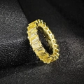 Eternity ring featuring emerald-cut yellow zircon stones in a gold-plated setting - US 5 / Gold
