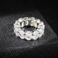 Luxury oval-cut eternity band with sparkling full zircon pavé in silver finish - US 5 / White