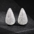 Elegant silver pear-shaped drop earrings with micro-pave cubic zirconia crystals - Silver Style / White