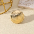 Minimalist gold plated ring with irregular vertical striped texture and metallic luster - Vertical Striped Spherical Style (x2309)